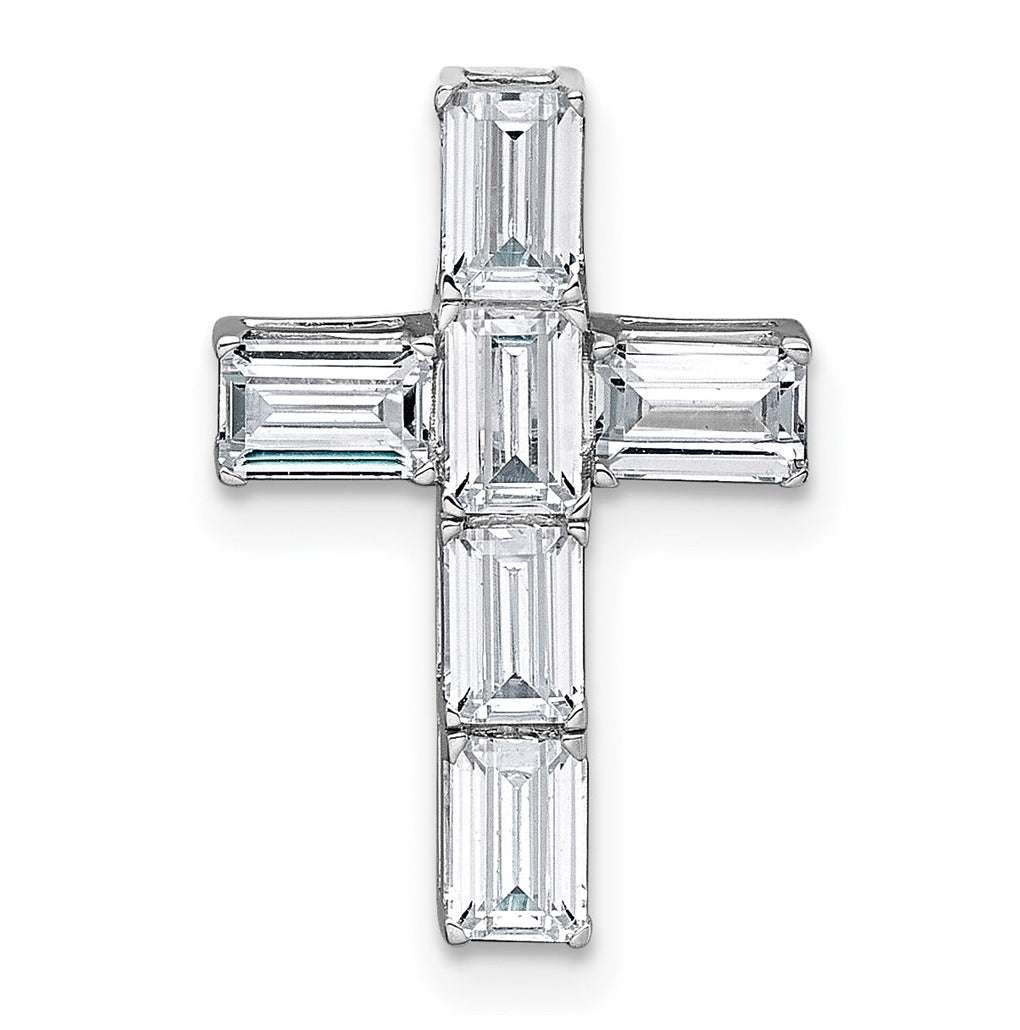 14k White Gold 1 5/8 carat Lab Grown Diamond VS+ F+ Complete Cross Chain Slide Pendant