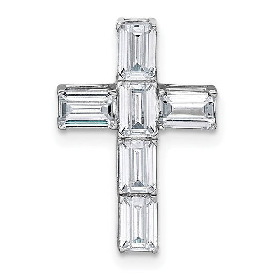 14k White Gold 1 5/8 carat Lab Grown Diamond VS+ F+ Complete Cross Chain Slide Pendant