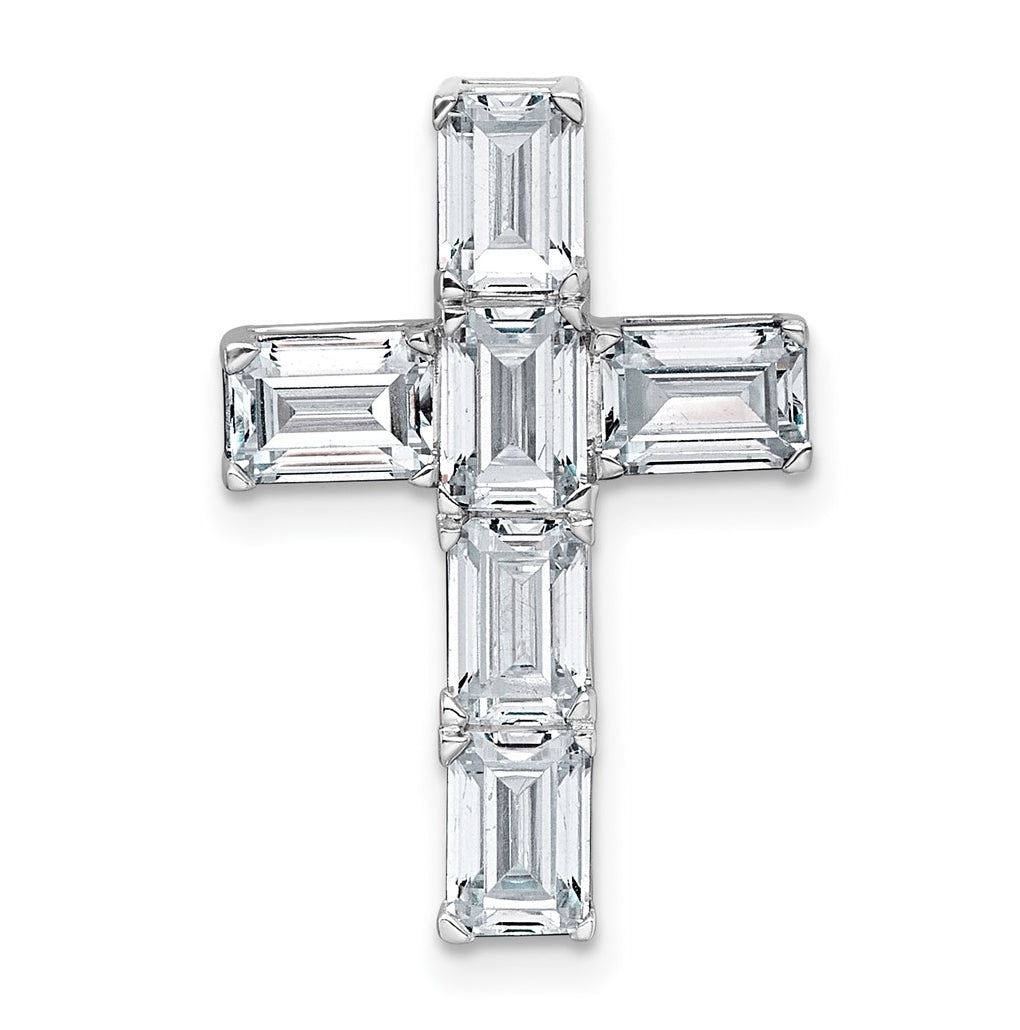 14k White Gold 3 carat Lab Grown Diamond VS+ F+ Complete Cross Chain Slide Pendant