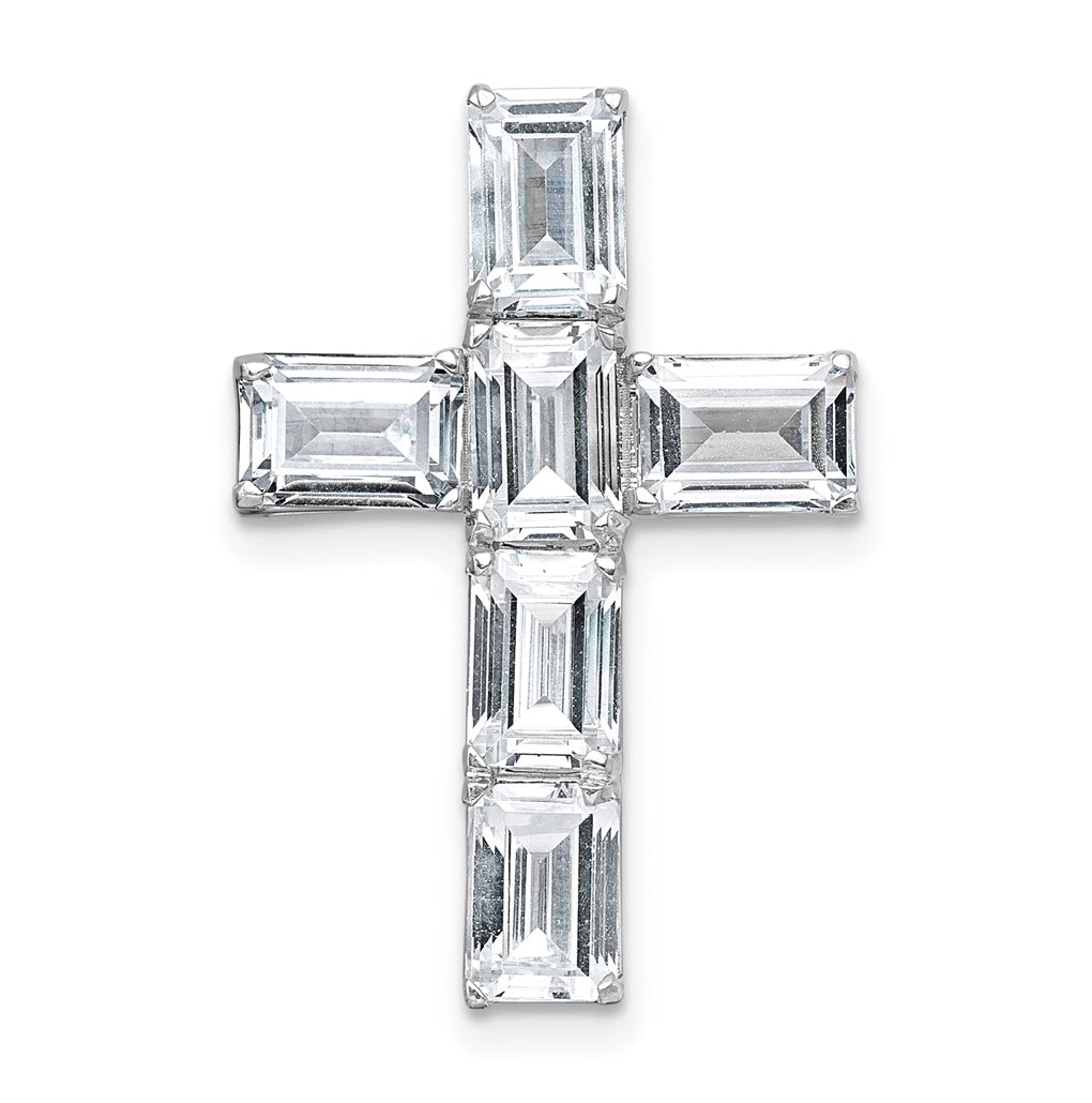 14k White Gold 4 5/8 carat Lab Grown Diamond VS+ F+ Complete Cross Chain Slide Pendant