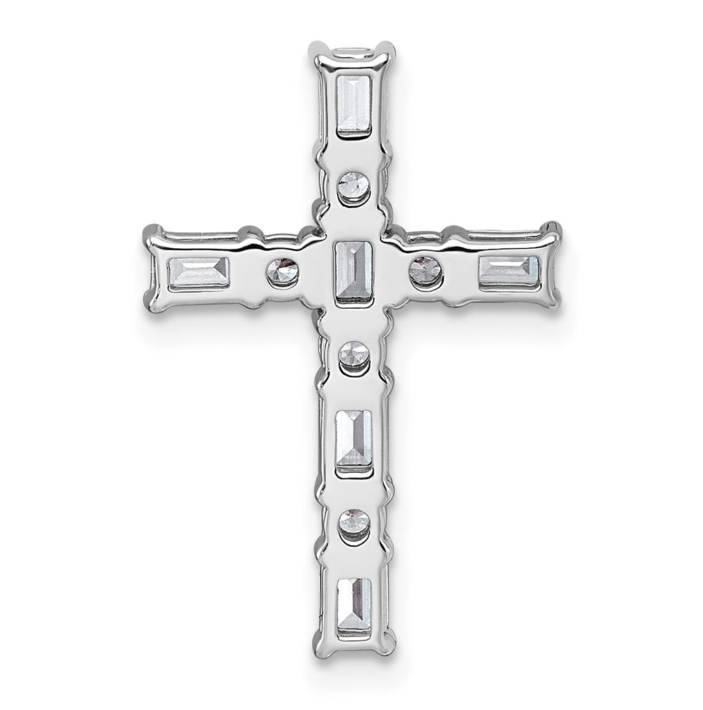 14k White Gold 1 carat Lab Grown Diamond VS+ F+ Complete Cross Chain Slide Pendant