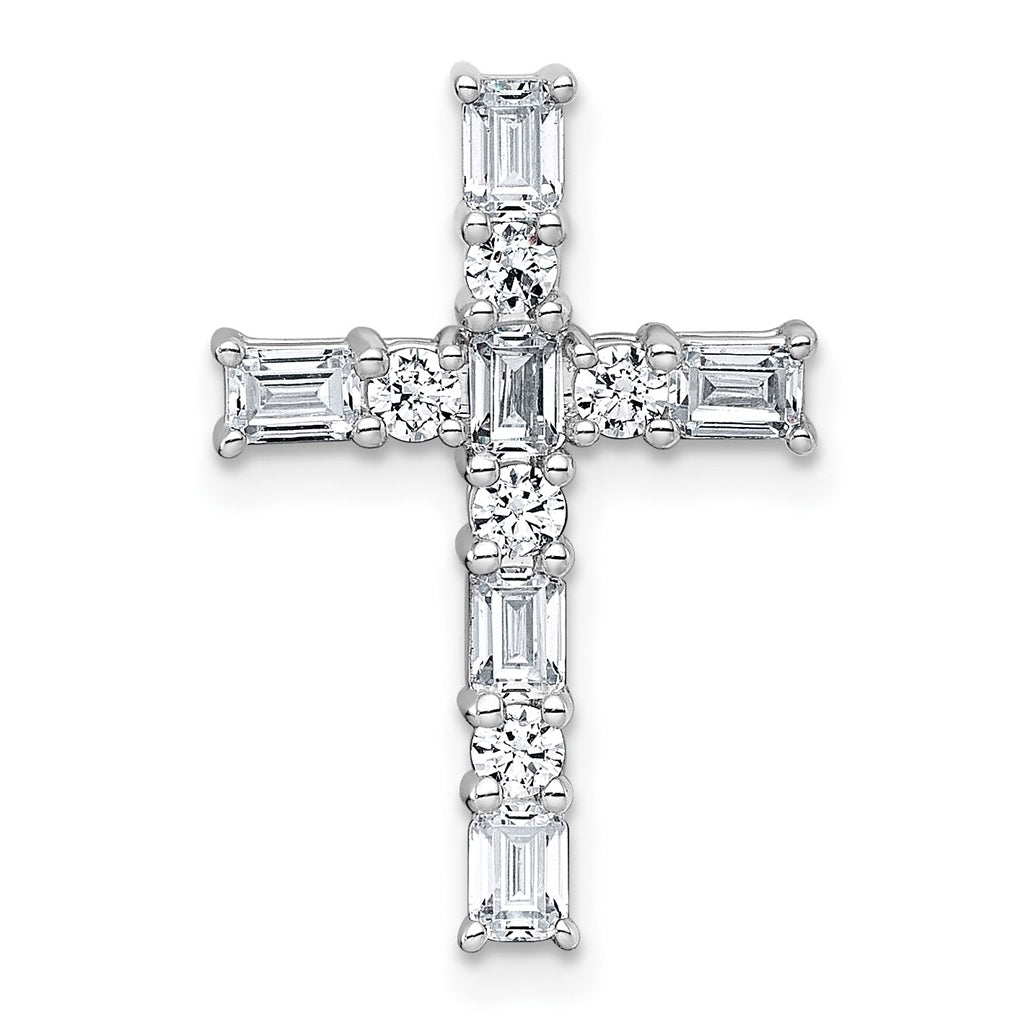 14k White Gold 1 carat Lab Grown Diamond VS+ F+ Complete Cross Chain Slide Pendant