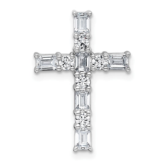 14k White Gold 1 carat Lab Grown Diamond VS+ F+ Complete Cross Chain Slide Pendant