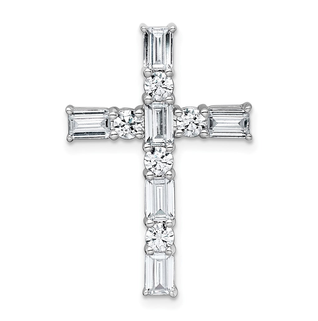 14k White Gold 2 1/5 carat Lab Grown Diamond VS+ F+ Complete Cross Chain Slide Pendant