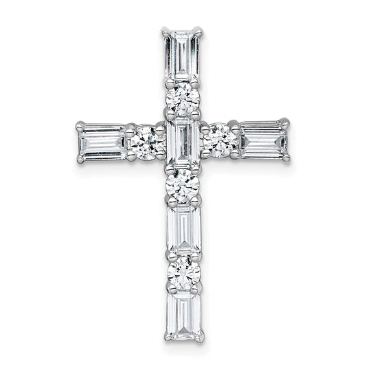 14k White Gold 2 1/5 carat Lab Grown Diamond VS+ F+ Complete Cross Chain Slide Pendant