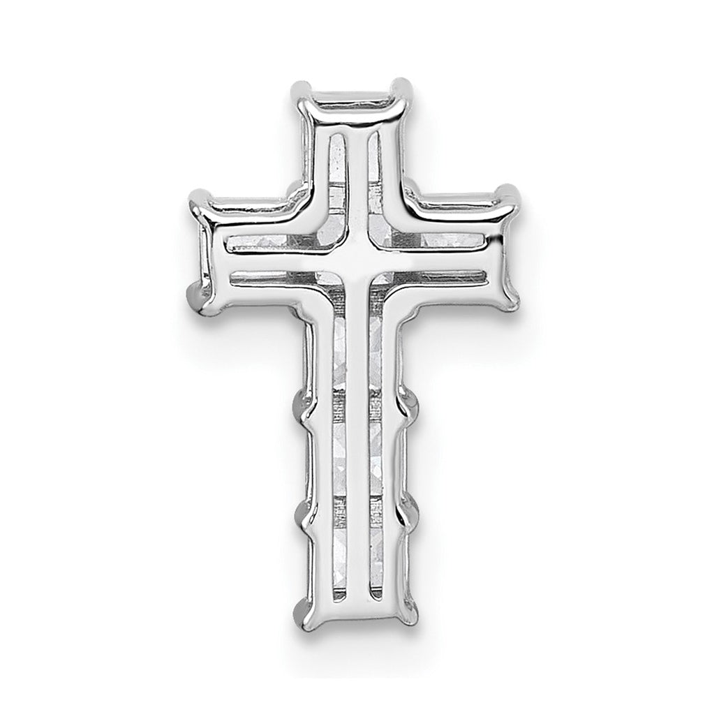 14k White Gold 5/8 carat Lab Grown Diamond VS+ F+ Complete Cross Chain Slide Pendant