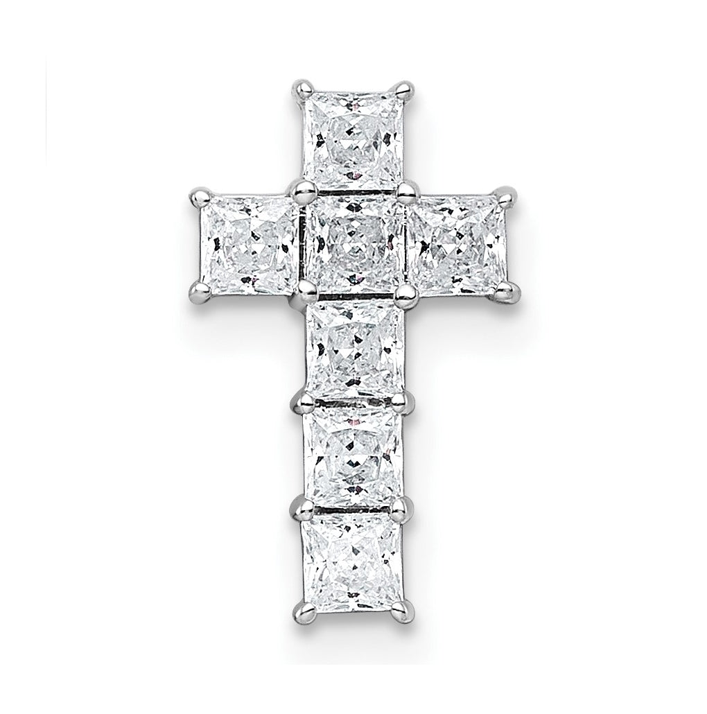14k White Gold 5/8 carat Lab Grown Diamond VS+ F+ Complete Cross Chain Slide Pendant