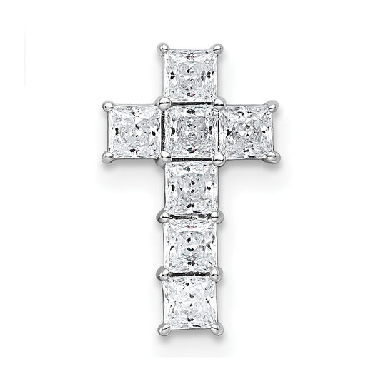 14k White Gold 5/8 carat Lab Grown Diamond VS+ F+ Complete Cross Chain Slide Pendant