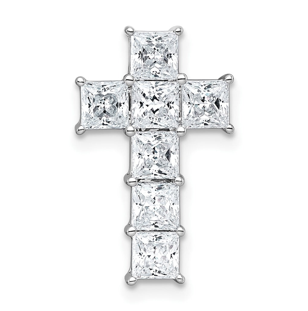 14k White Gold 1 3/4 carat Lab Grown Diamond VS+ F+ Complete Cross Chain Slide Pendant