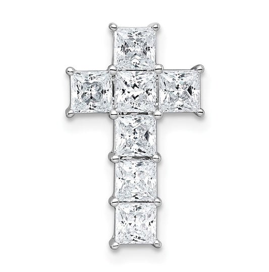 14k White Gold 1 3/4 carat Lab Grown Diamond VS+ F+ Complete Cross Chain Slide Pendant