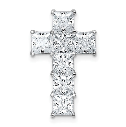 14k White Gold 2 5/8 carat Lab Grown Diamond VS+ F+ Complete Cross Chain Slide Pendant