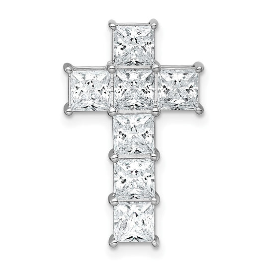 14k White Gold 3 1/2 carat Lab Grown Diamond VS+ F+ Complete Cross Chain Slide Pendant