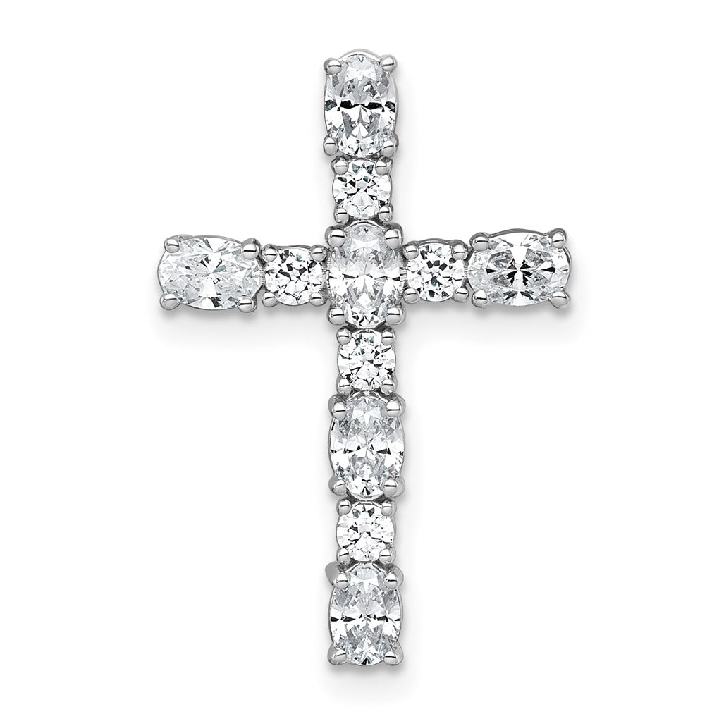 14k White Gold 1 carat Lab Grown Diamond VS+ F+ Complete Cross Chain Slide Pendant
