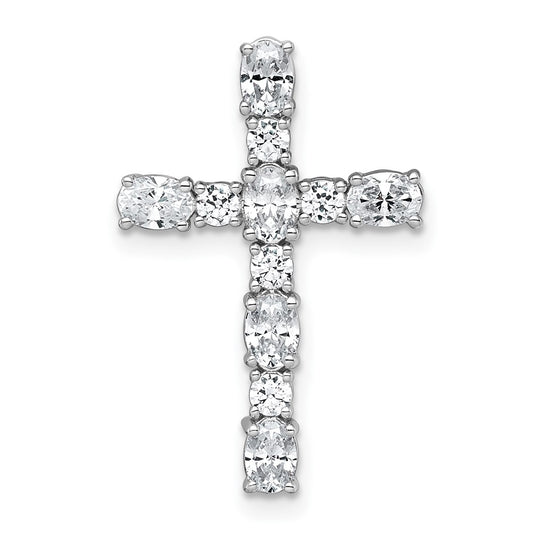 14k White Gold 1 carat Lab Grown Diamond VS+ F+ Complete Cross Chain Slide Pendant