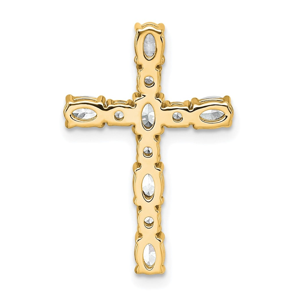 14k Yellow Gold 1 carat Lab Grown Diamond VS/SI+ G+ Complete Cross Chain Slide Pendant