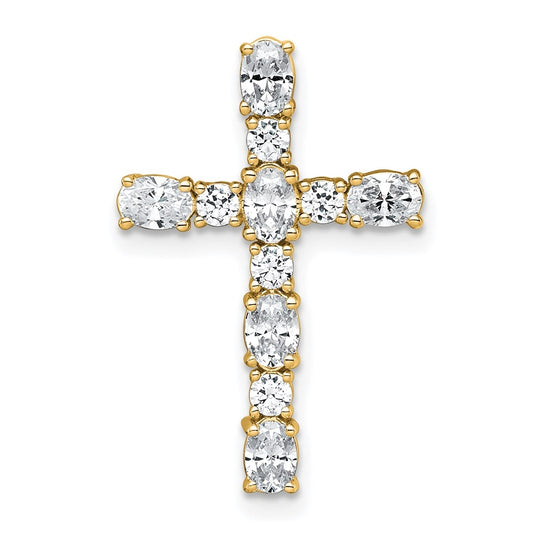14k Yellow Gold 1 carat Lab Grown Diamond VS/SI+ G+ Complete Cross Chain Slide Pendant