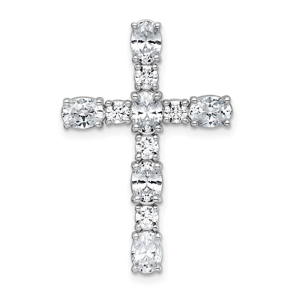 14k White Gold 2 1/3 carat Lab Grown Diamond VS+ F+ Complete Cross Chain Slide Pendant