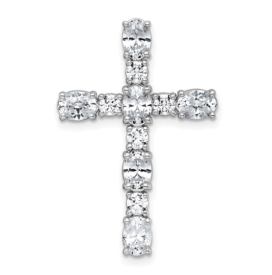 14k White Gold 2 1/3 carat Lab Grown Diamond VS+ F+ Complete Cross Chain Slide Pendant