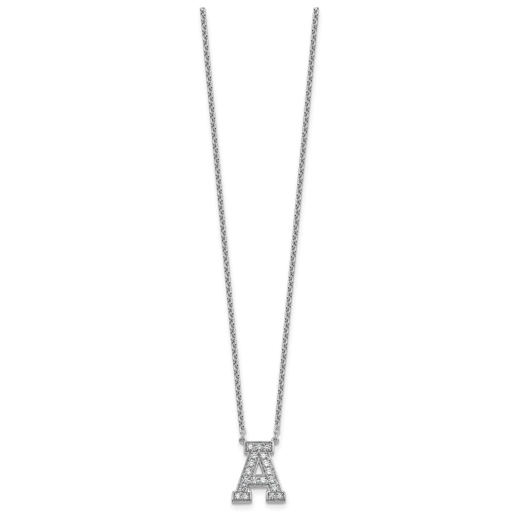 14k White Gold Lab Grown Diamond VS+ F+ Complete Letter 18 inch Initial Necklace