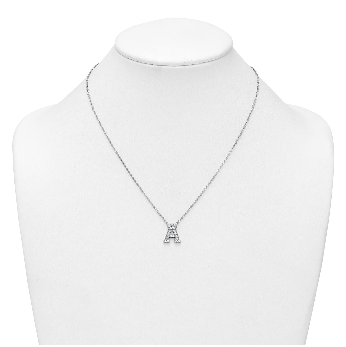 14k White Gold Lab Grown Diamond VS+ F+ Complete Letter 18 inch Initial Necklace
