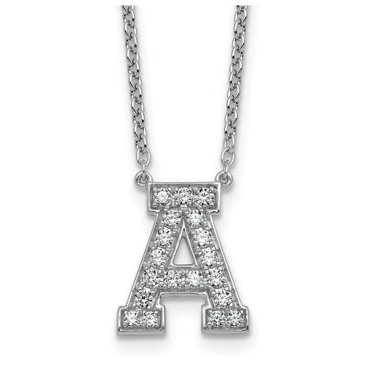 14k White Gold Lab Grown Diamond VS+ F+ Complete Letter 18 inch Initial Necklace