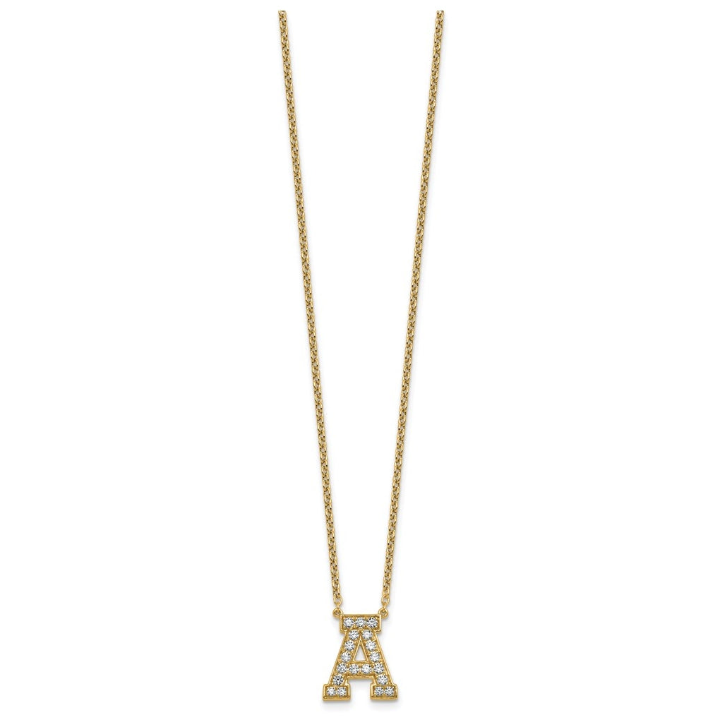 14k Yellow Gold Lab Grown Diamond VS+ F+ Complete 18 inch Initial Necklace