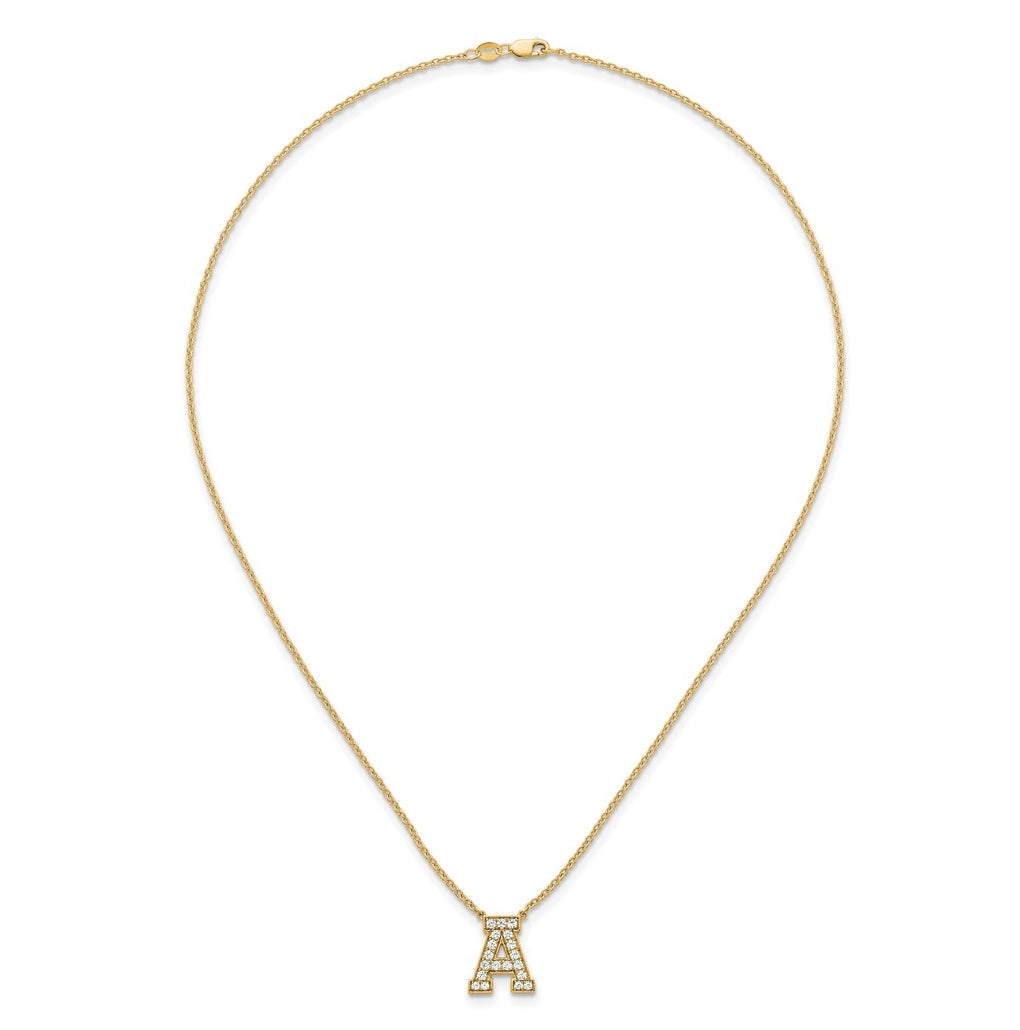 14k Yellow Gold Lab Grown Diamond VS+ F+ Complete 18 inch Initial Necklace