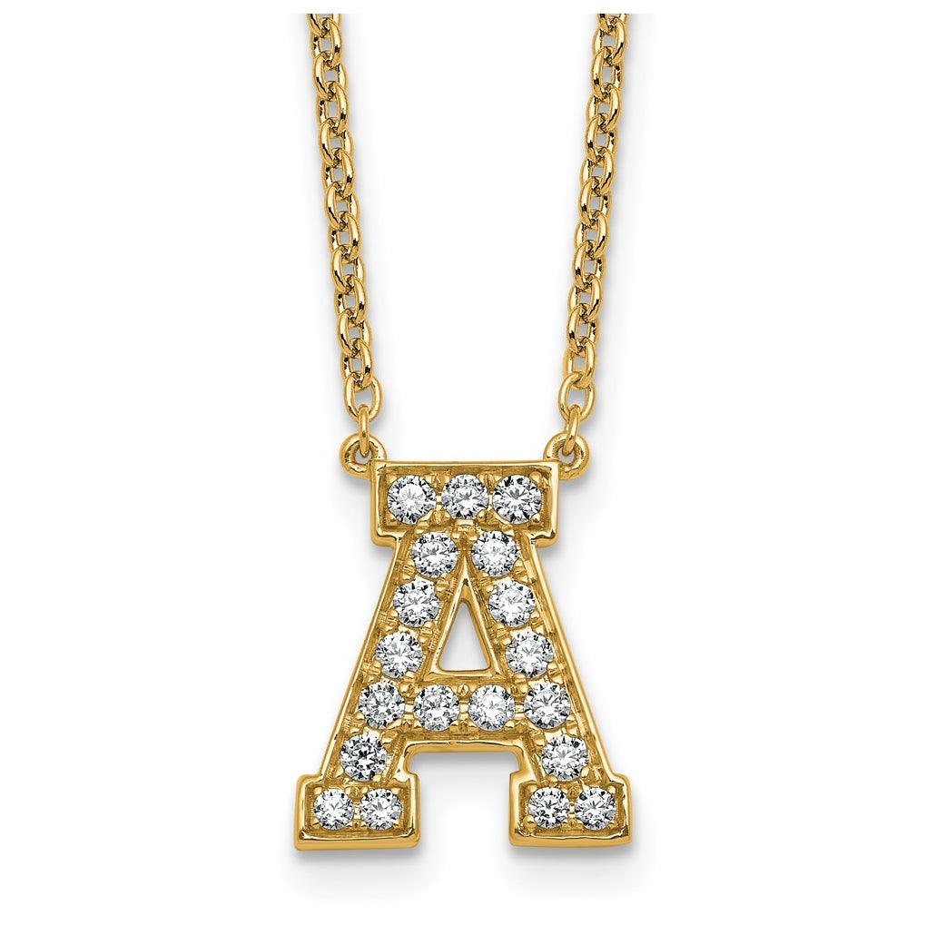 14k Yellow Gold Lab Grown Diamond VS+ F+ Complete 18 inch Initial Necklace
