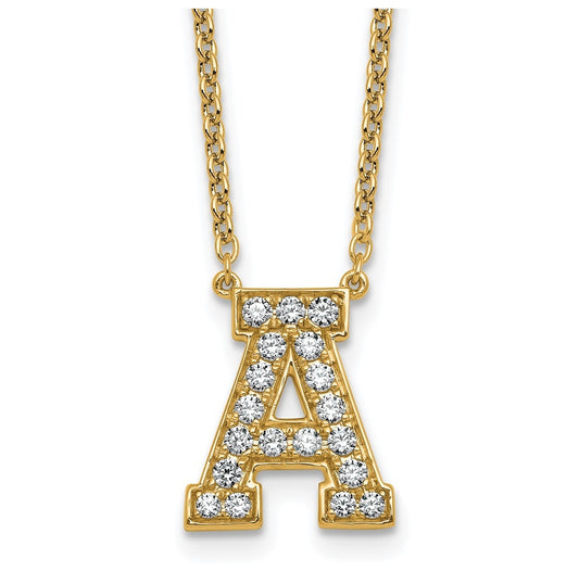 14k Yellow Gold Lab Grown Diamond VS+ F+ Complete 18 inch Initial Necklace