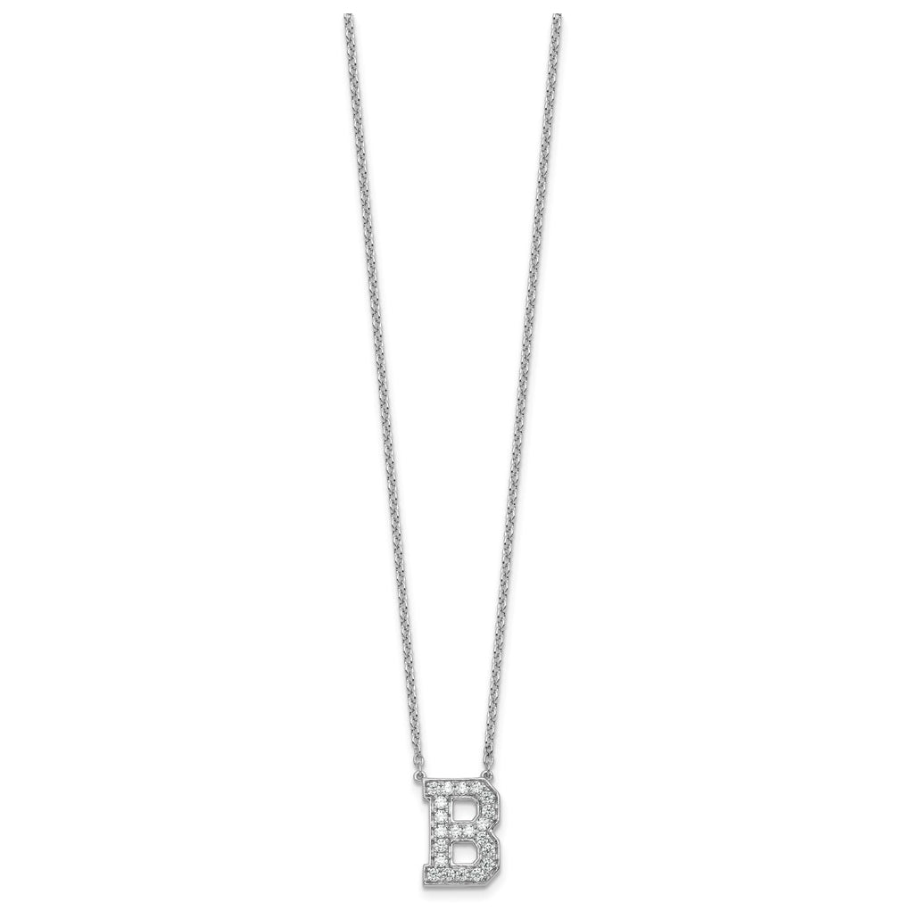 14k White Gold Lab Grown Diamond VS+ F+ Complete Letter 18 inch Initial Necklace