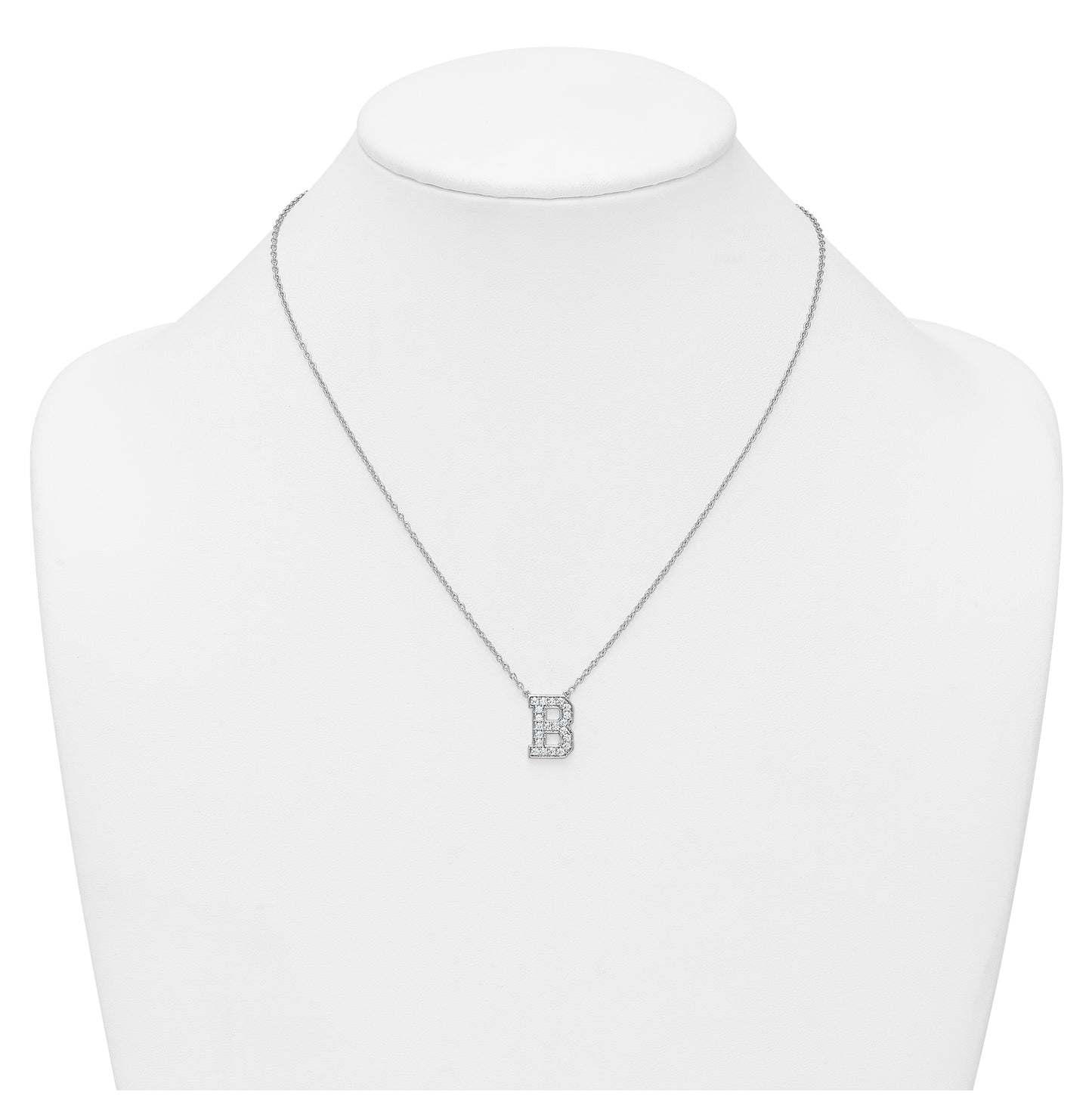 14k White Gold Lab Grown Diamond VS+ F+ Complete Letter 18 inch Initial Necklace