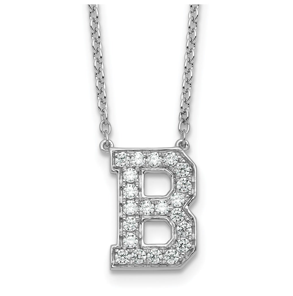 14k White Gold Lab Grown Diamond VS+ F+ Complete Letter 18 inch Initial Necklace