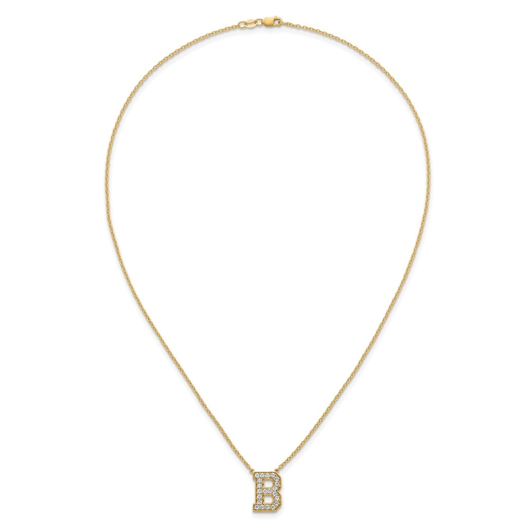 14k Yellow Gold Lab Grown Diamond VS+ F+ Complete 18 inch Initial Necklace