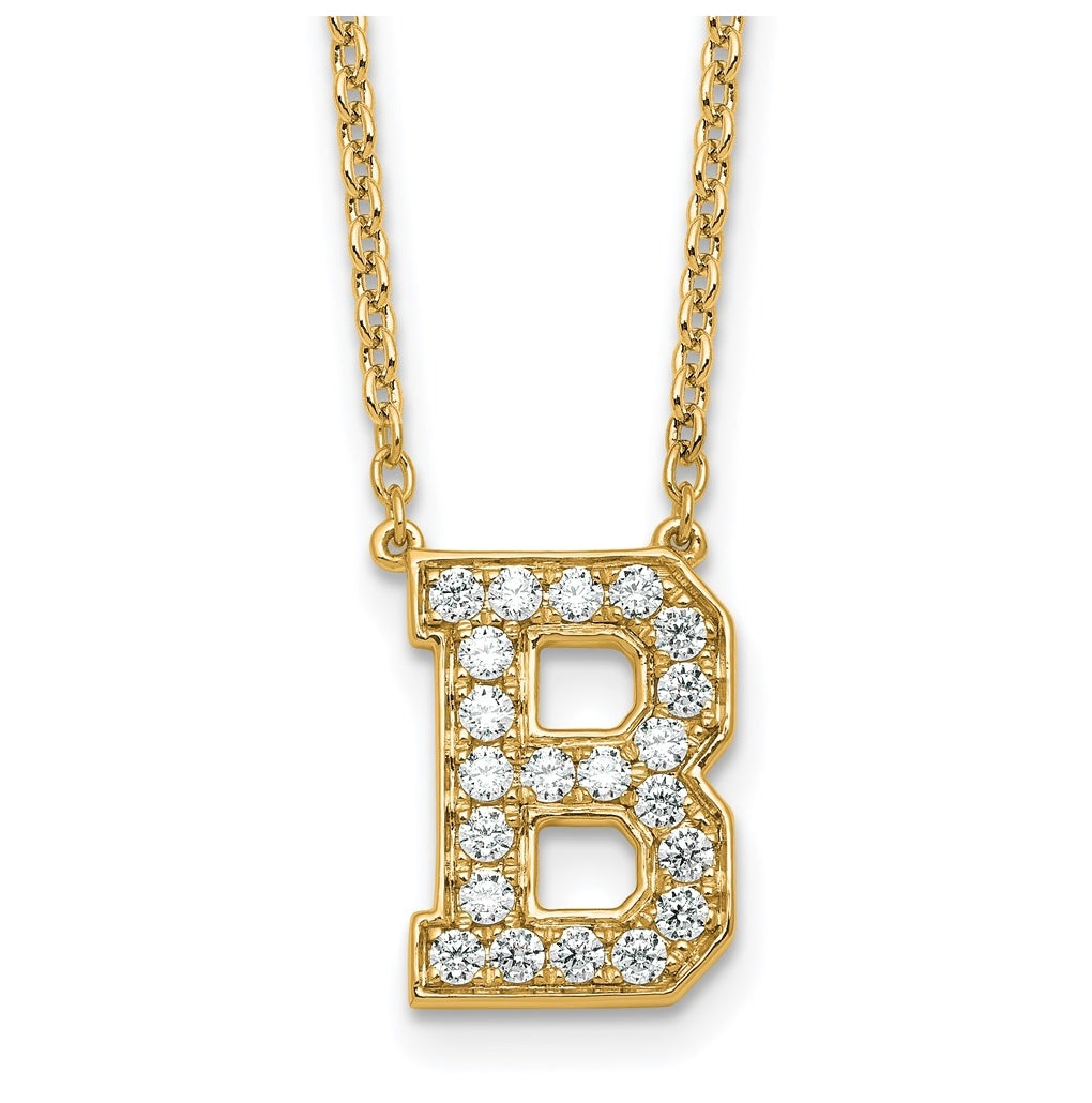 14k Yellow Gold Lab Grown Diamond VS+ F+ Complete 18 inch Initial Necklace