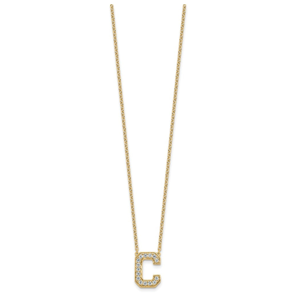 14k Yellow Gold Lab Grown Diamond VS+ F+ Complete 18 inch Initial Necklace
