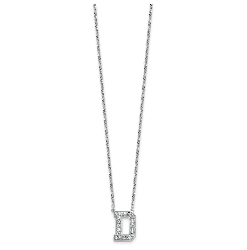14k White Gold Lab Grown Diamond VS+ F+ Complete Letter 18 inch Initial Necklace