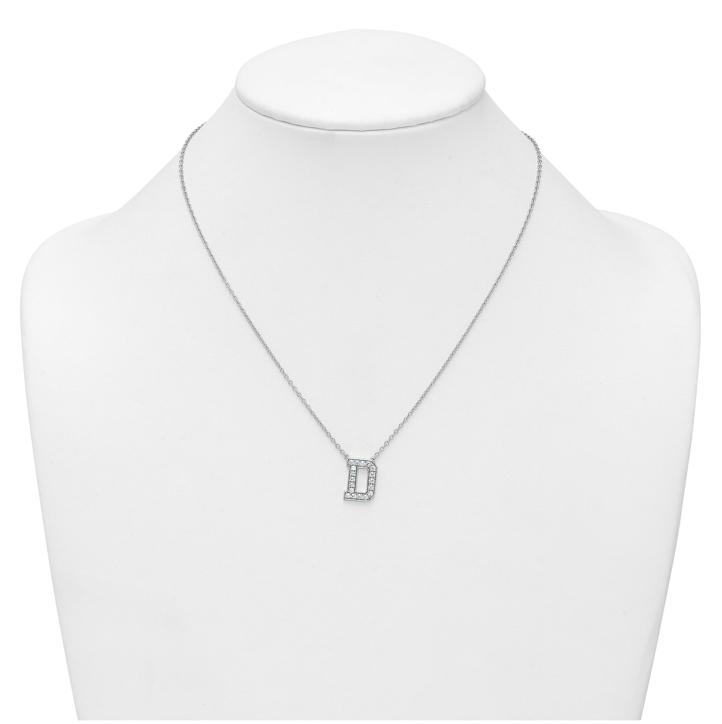 14k White Gold Lab Grown Diamond VS+ F+ Complete Letter 18 inch Initial Necklace