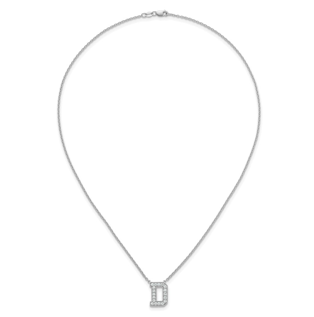14k White Gold Lab Grown Diamond VS+ F+ Complete Letter 18 inch Initial Necklace
