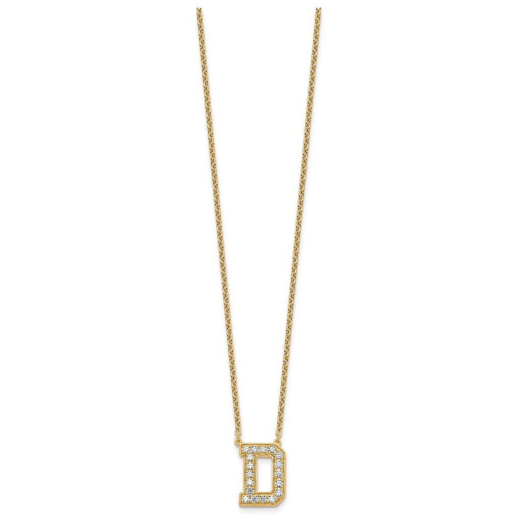 14k Yellow Gold Lab Grown Diamond VS+ F+ Complete 18 inch Initial Necklace