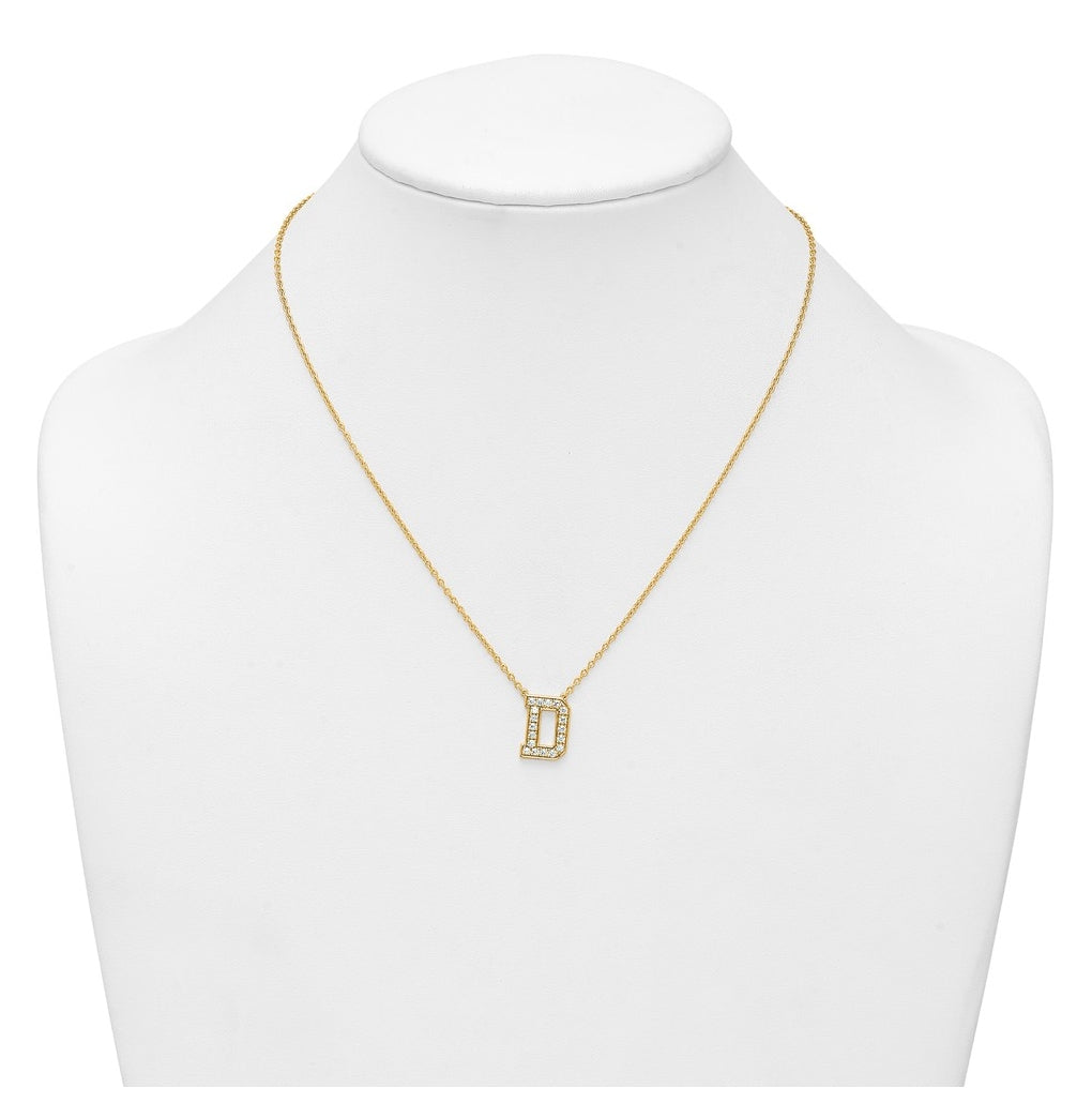 14k Yellow Gold Lab Grown Diamond VS+ F+ Complete 18 inch Initial Necklace