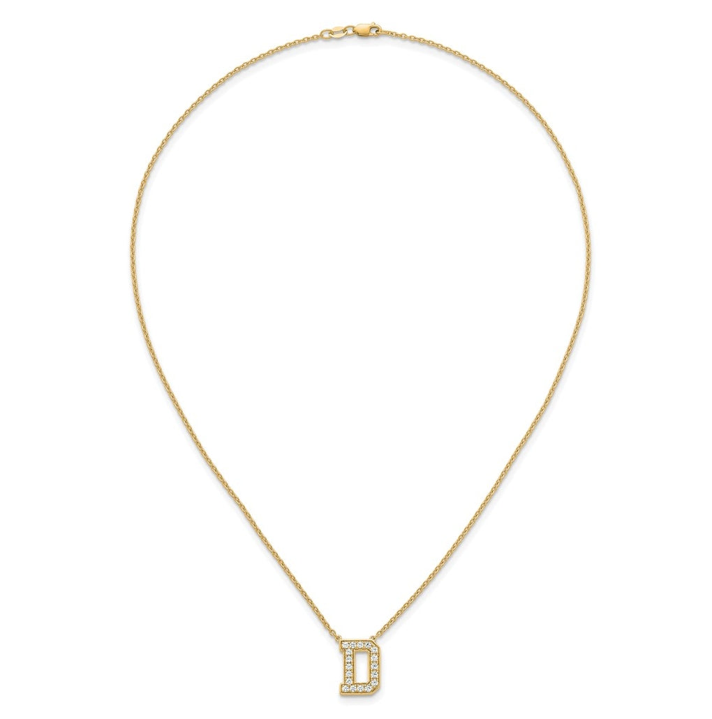 14k Yellow Gold Lab Grown Diamond VS+ F+ Complete 18 inch Initial Necklace