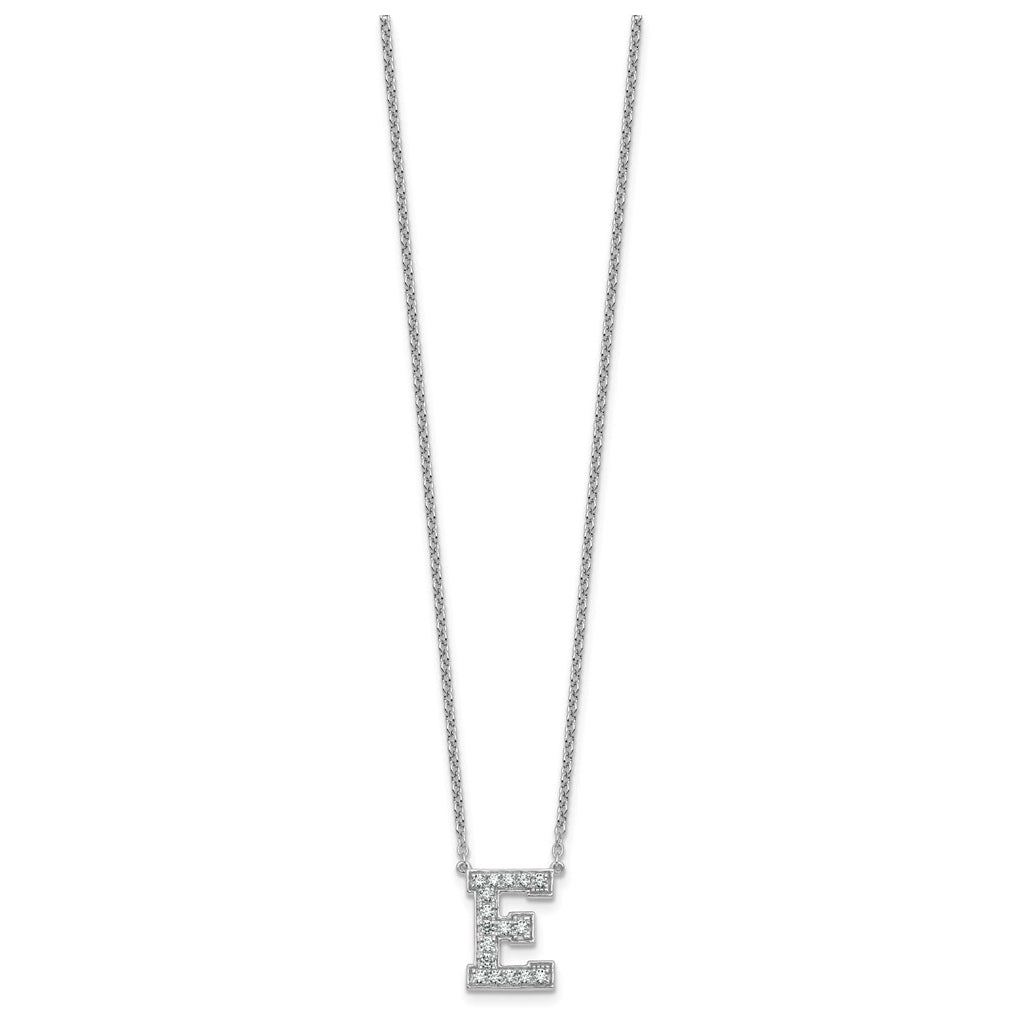 14k White Gold Lab Grown Diamond VS+ F+ Complete Letter 18 inch Initial Necklace