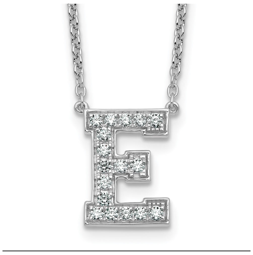 14k White Gold Lab Grown Diamond VS+ F+ Complete Letter 18 inch Initial Necklace
