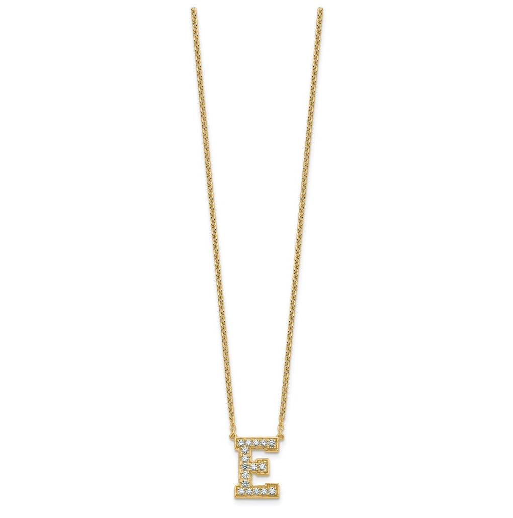 14k Yellow Gold Lab Grown Diamond VS+ F+ Complete 18 inch Initial Necklace
