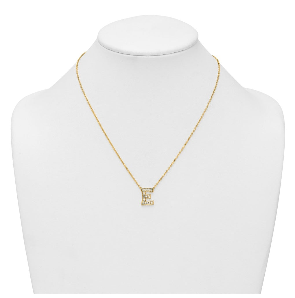 14k Yellow Gold Lab Grown Diamond VS+ F+ Complete 18 inch Initial Necklace
