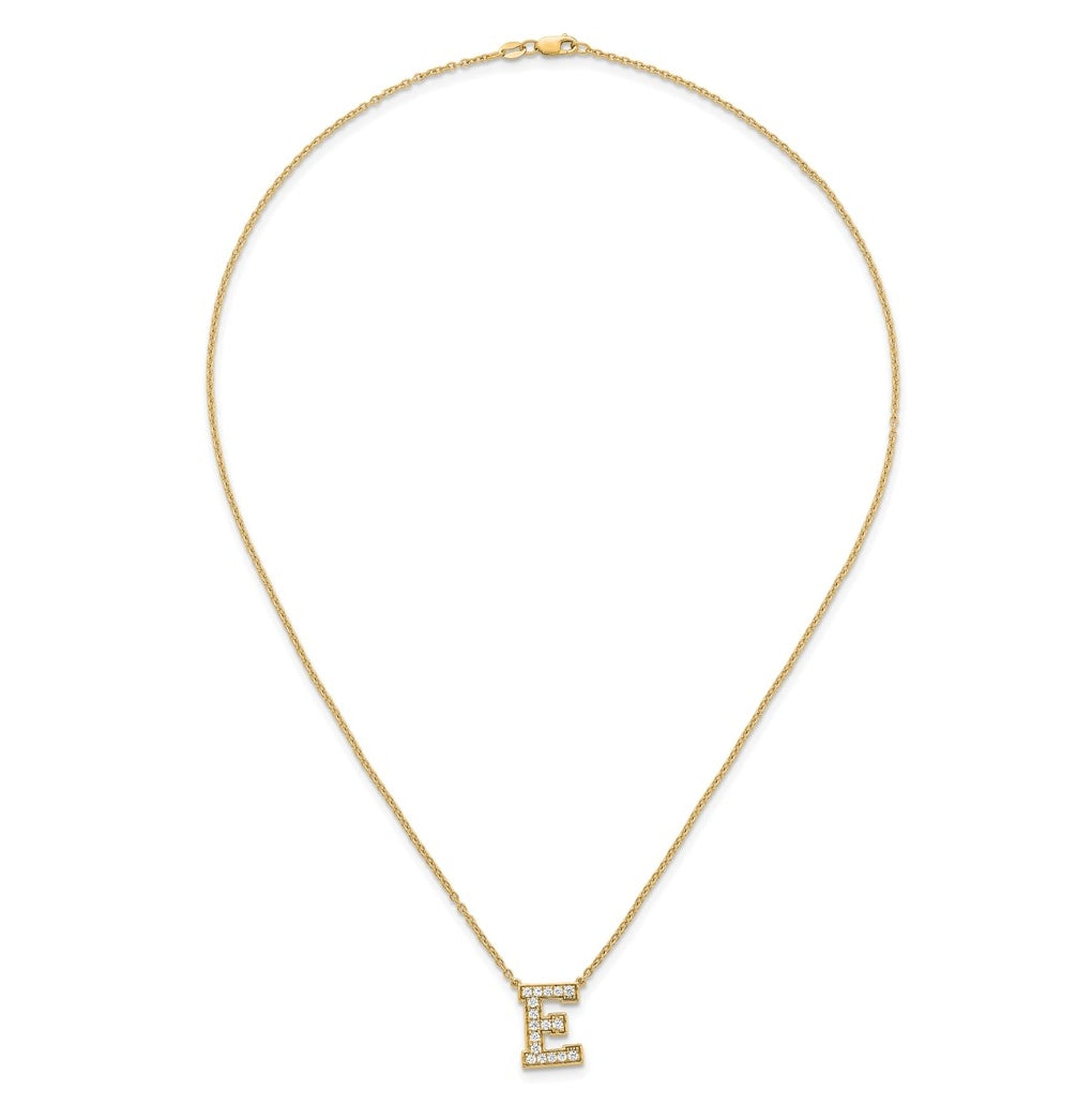 14k Yellow Gold Lab Grown Diamond VS+ F+ Complete 18 inch Initial Necklace