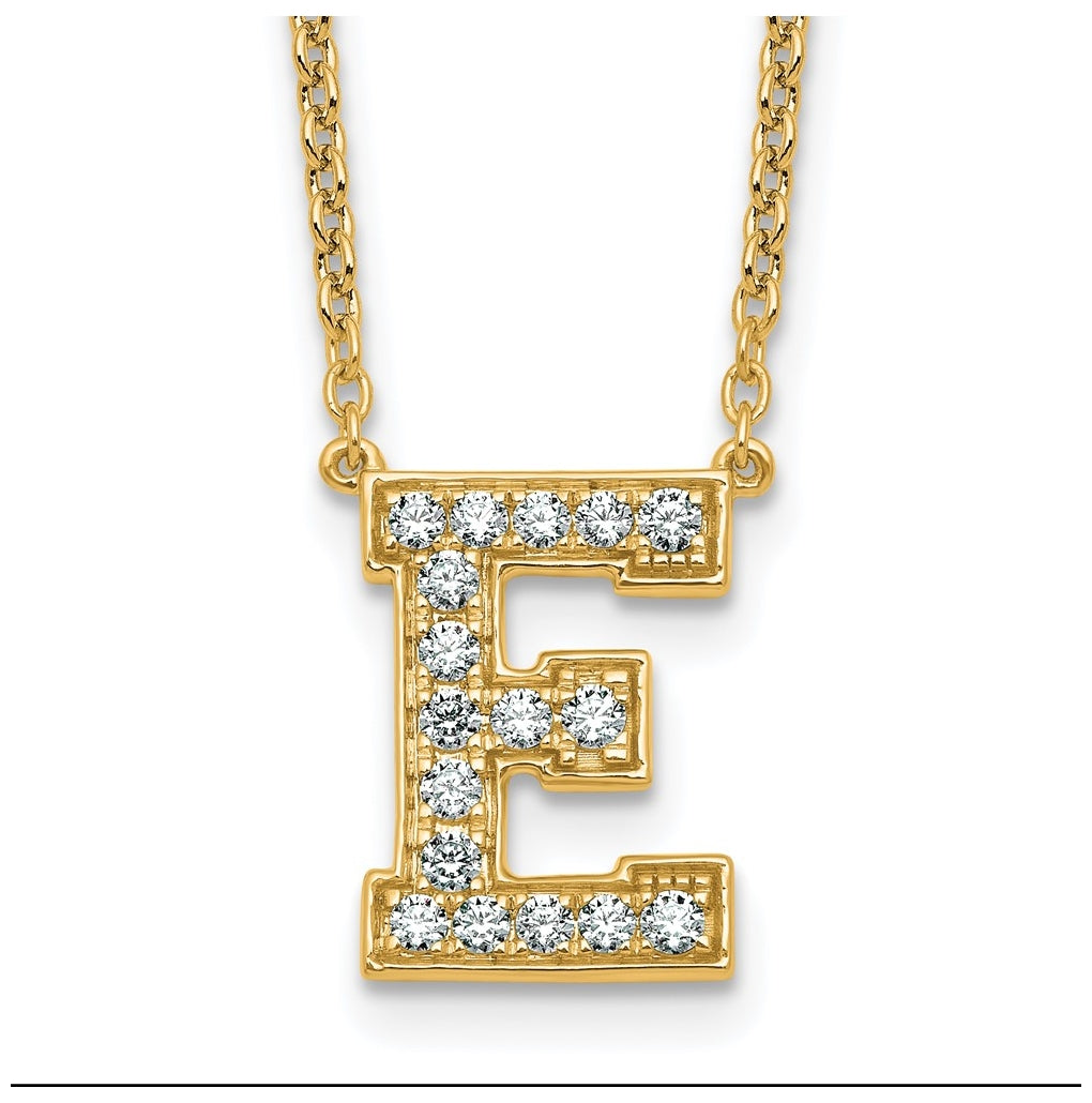 14k Yellow Gold Lab Grown Diamond VS+ F+ Complete 18 inch Initial Necklace
