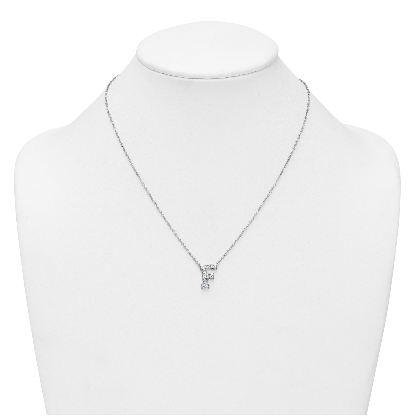 14k White Gold Lab Grown Diamond VS+ F+ Complete Letter 18 inch Initial Necklace