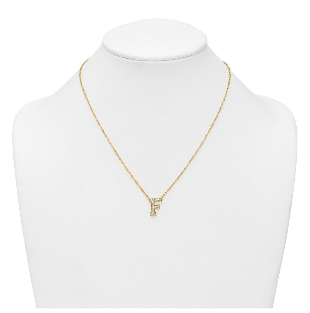 14k Yellow Gold Lab Grown Diamond VS+ F+ Complete 18 inch Initial Necklace
