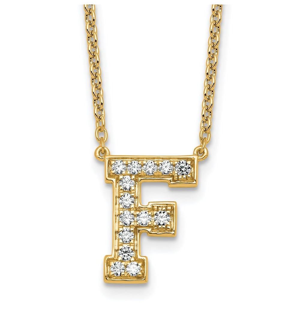 14k Yellow Gold Lab Grown Diamond VS+ F+ Complete 18 inch Initial Necklace